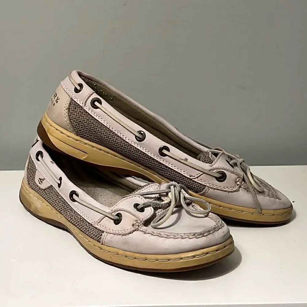 Sperry Women's White Leather Mock Toe Flat Casual Boat Shoes